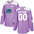 Vancouver Canucks Purple Pink Custom Hockey Fights Cancer Practice Jersey