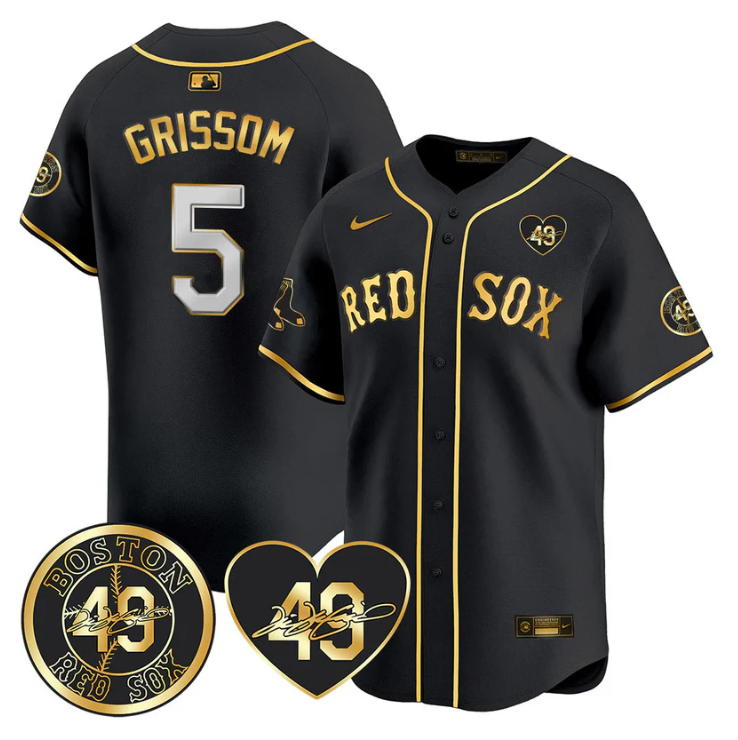 Vaughn Grissom Jersey #5 Boston Red Sox Tim Wakefield Memorial Patch Stitched