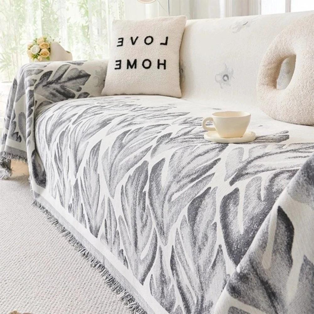 Verdure Leaf Pattern Chenille Sofa Cover