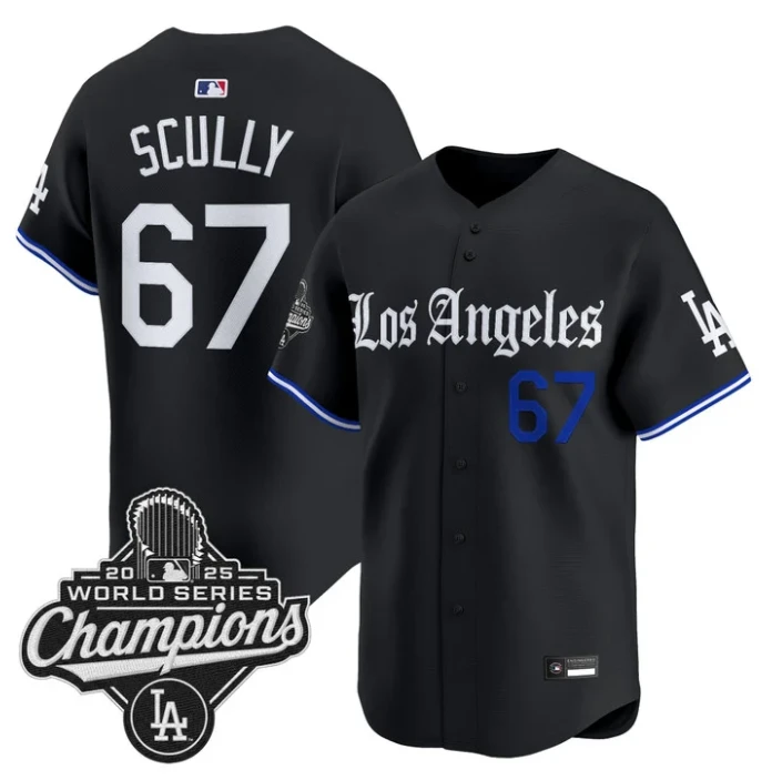 Vin Scully Jersey #67 Los Angeles Dodgers Gothic Edition Premier Stitched