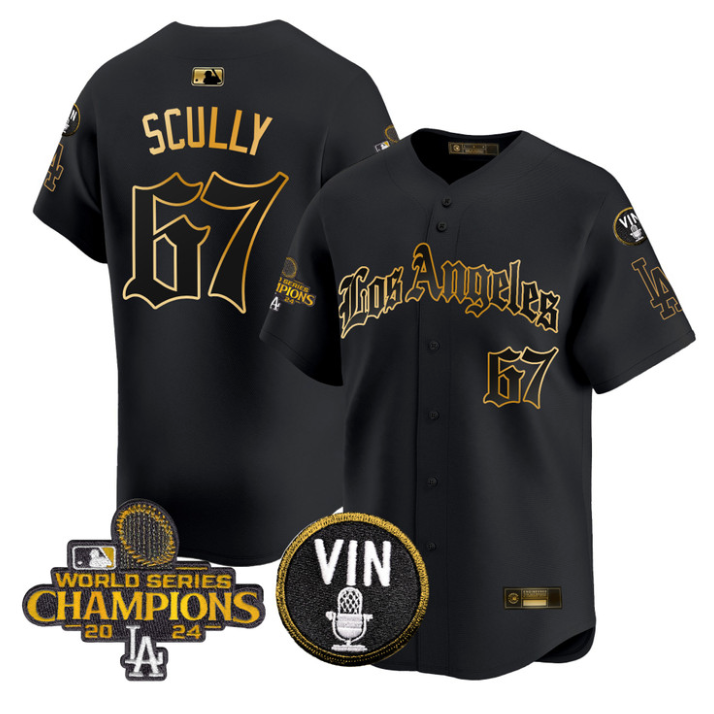 Vin Scully Jersey #67 Dodgers 2025 LA Gothic Style Stitched