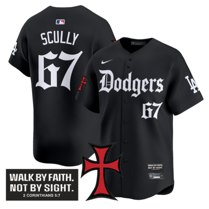 Vin Scully Jersey #67 Dodgers Faith Glory Edition Vapor Premier Limited Stitched