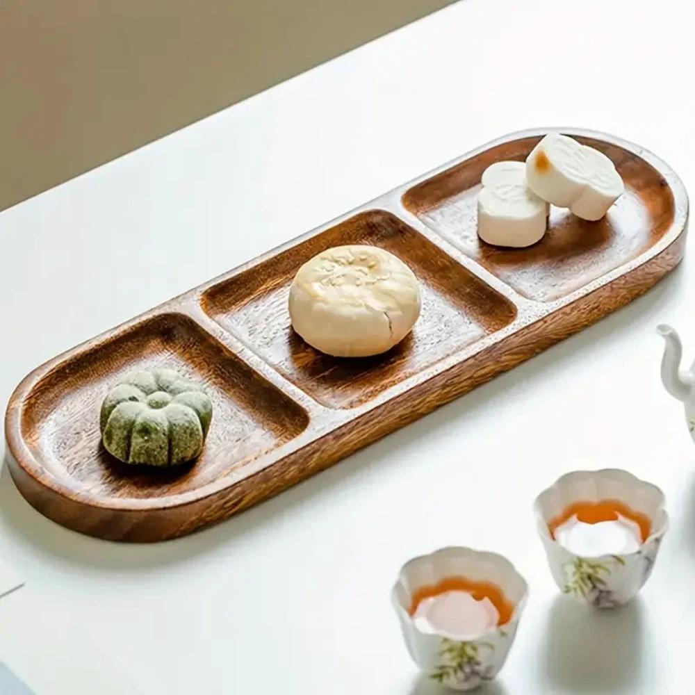 Vivid Wooden Compartment Serving Tray