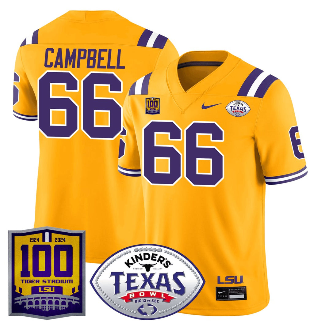 Will Campbell Jersey #66 LSU Tigers Texas Bowl Patch Football