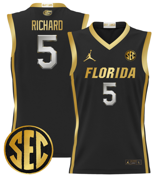 Will Richard Jersey #5 Florida Gators 2024 Lightweight Basketball Black Gold