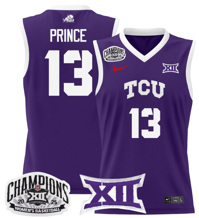 Women's Sedona Prince Jersey #13 TCU Horned Frogs 2025 Champions Purple