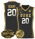 Women's Alana Beard Jersey #20 Duke Blue Devils 2025 ACC Champions Black Gold (Copy)