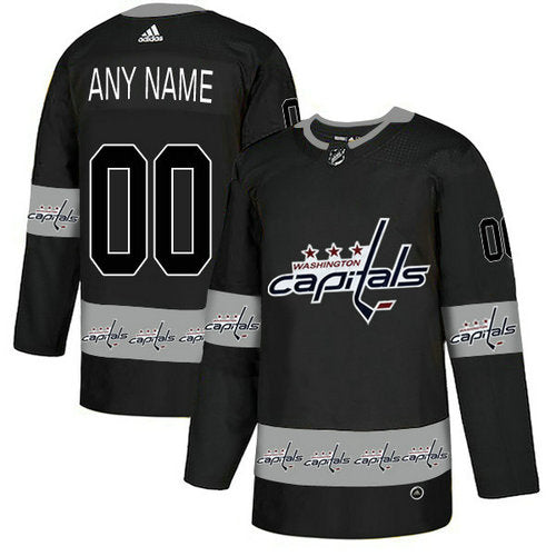 Washington Capitals Custom Black Team Logos Fashion Jersey Premium Stitched