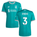 Wataru Endo 3 Liverpool 2025-26 Third Match Jersey – Aqua