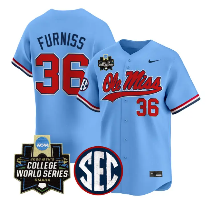 Will Furniss Jersey #36 Ole Miss 2026 World Series Vapor Stitched