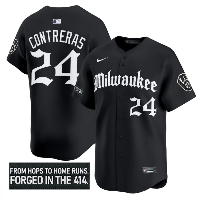 William Contreras Jersey #24 Milwaukee Brewers Gothic 414 Shadows Edition