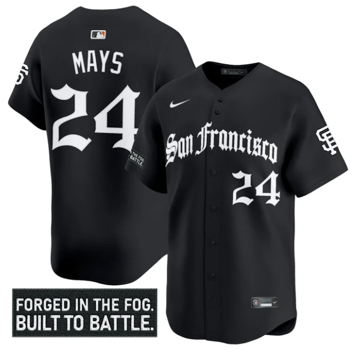 Willie Mays Jersey #24 San Francisco Giants Gothic Fog Edition Vapor Stitched