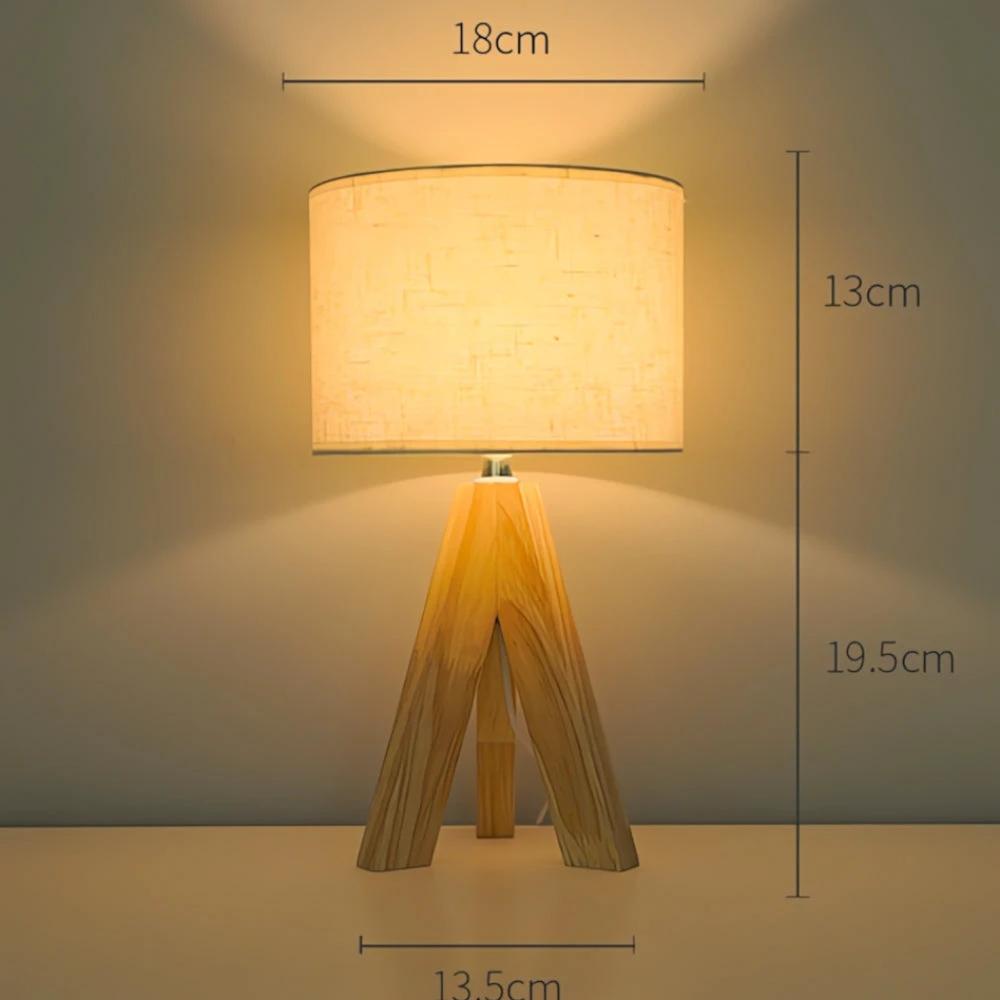 Wooden Tripod USB Table Lamp