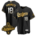Yamamoto Jersey #18 Dodgers Gold Collection Premier Stitched