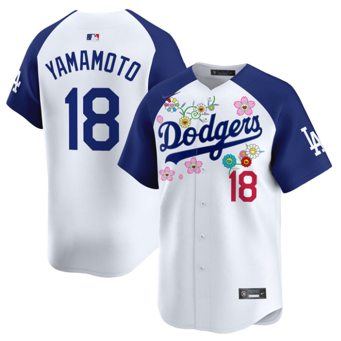 Yamamoto (Kanji) Jersey #18 Dodgers x Takashi Murakami 2025 Vapor Stitched