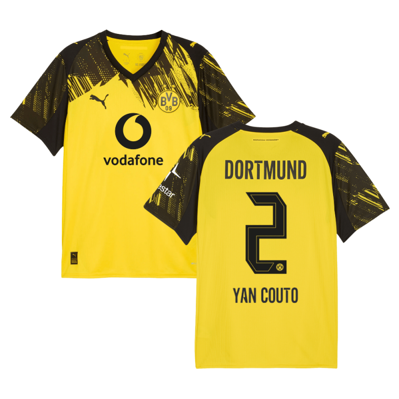 Yan Couto #2 Borussia Dortmund 2025-26 Home Men Jersey – Yellow