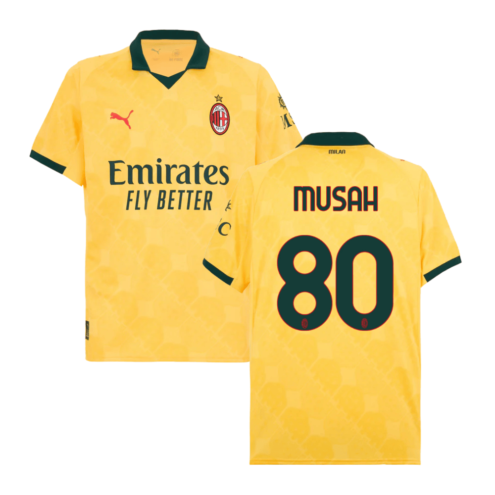 Yunus Musah #80 AC Milan 2025-26 Third Men Jersey – Yellow