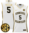 Zakai Zeigler Jersey #5 Tennessee Vols 2024 Lightweight Basketball White Gold