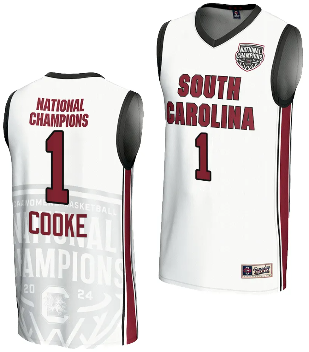 Zia Cooke Jersey #1 South Carolina Gamecocks 2024 NCAA Basketball National Champions White
