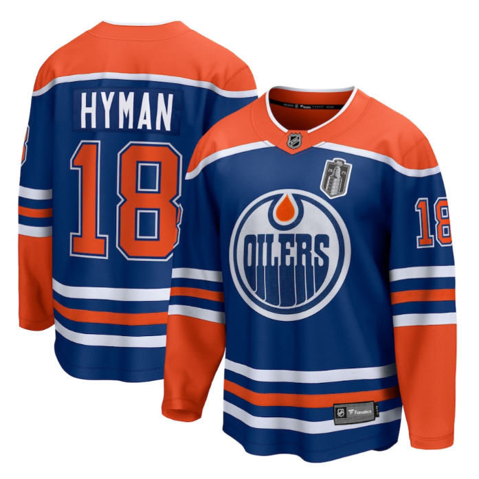 Zach Hyman 18 Edmonton Oilers 2025 Stanley Cup Final Home Breakaway Men Jersey