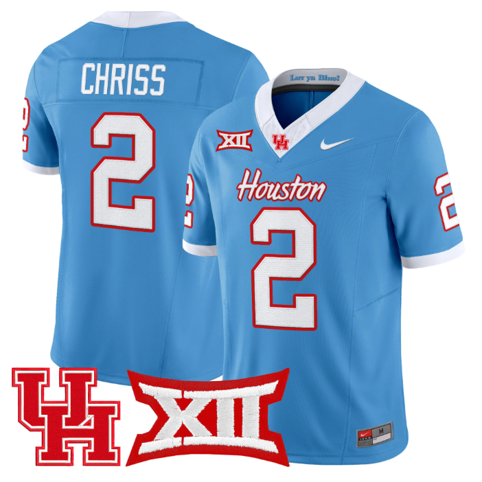 Zeon Chriss Jersey #2 Houston Cougars 2025 Vapor Limited Stitched