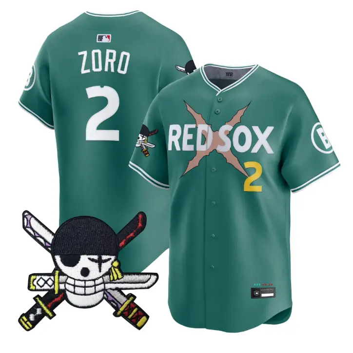 Zoro Jersey #2 Boston Red Sox One Piece Zoro Patch Premier Stitched