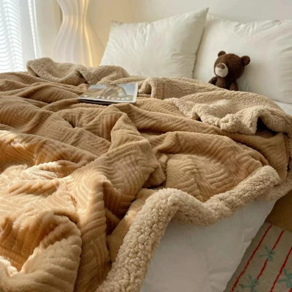 Seraphina Soft Jacquard Rabbit Plush Blanket