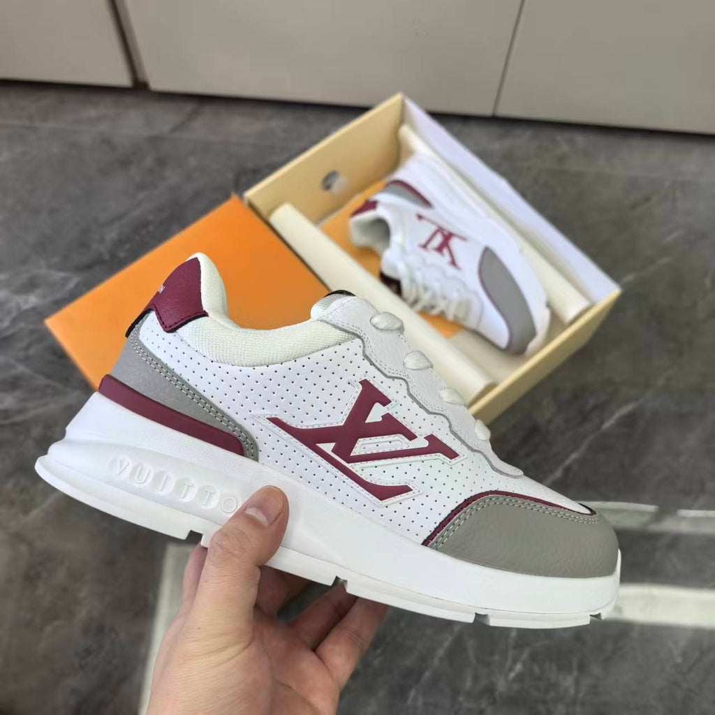 Luxury Lou Paris Classic Trainers White Grey Burgundy Shoes Sneakers