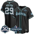 Men Seattle Mariners 50th Anniversary Black Out Style Vapor Premier Limited Jersey - All Stitched