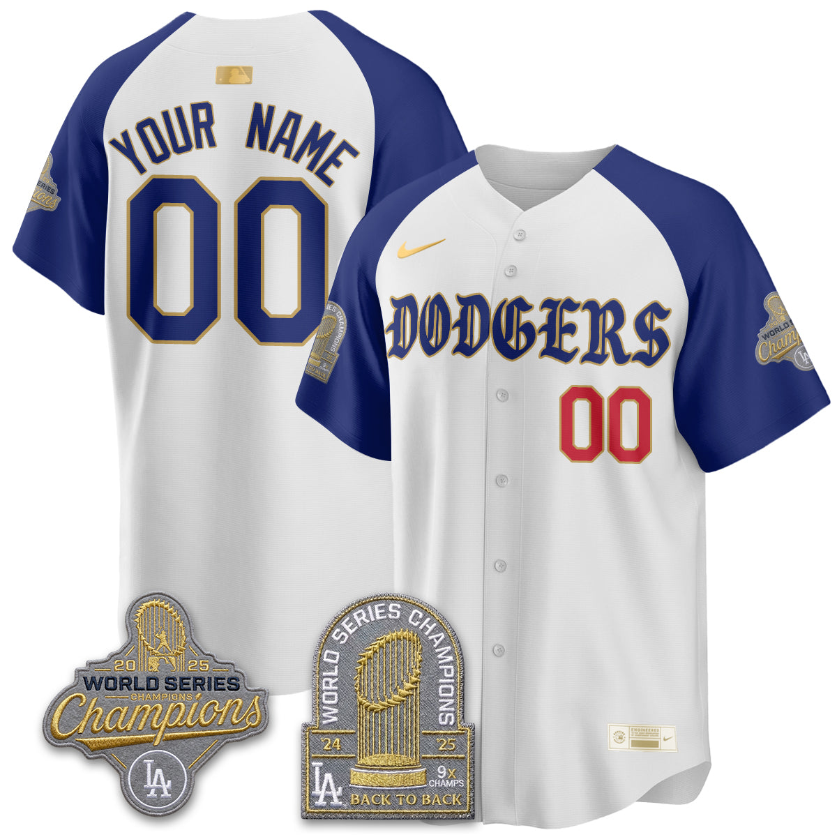 Los Angeles Dodgers Vapor Limited Custom Jersey - Back to Back 9x Champs - All Stitched