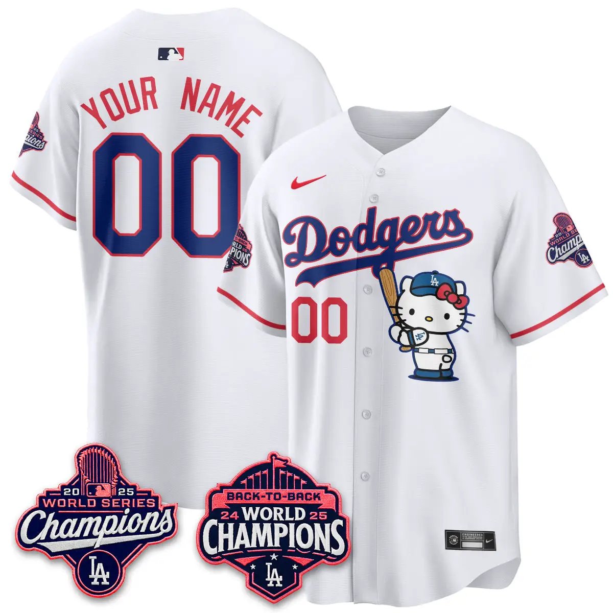 Los Angeles Dodgers x Hello Kitty Night 2026 Vapor Custom Jersey - All Stitched
