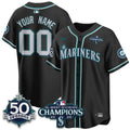 Seattle Mariners 50th Anniversary Black Out Style Vapor Premier Limited Custom Jersey - All Stitched