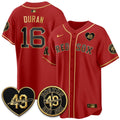 Men Boston Red Sox Tim Wakefield Memorial Patch Vaper Premier Limited Gold Edition Jersey - All Stitched