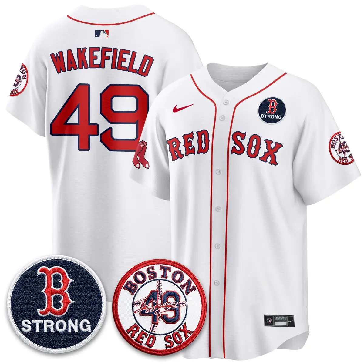 Men Boston Red Sox Tim Wakefield Memorial Patch Vaper Premier Limited Jersey - All Stitched V2