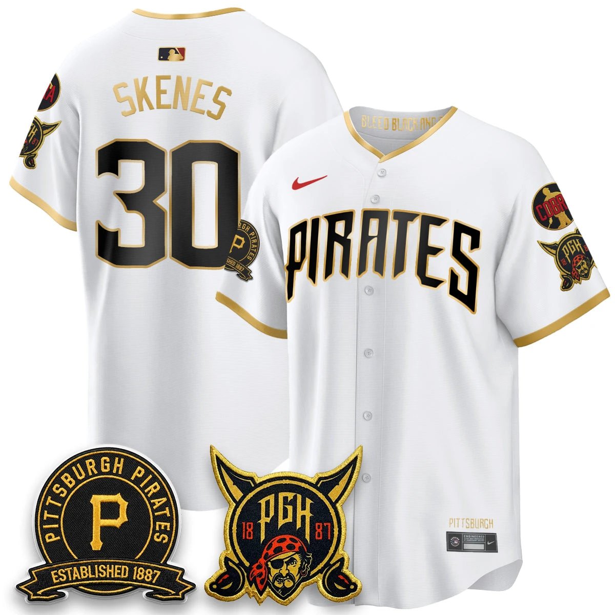 Men Pittsburgh Pirates Vapor Limited Jersey - Cobra & Est 1887 Patch - All Stitched