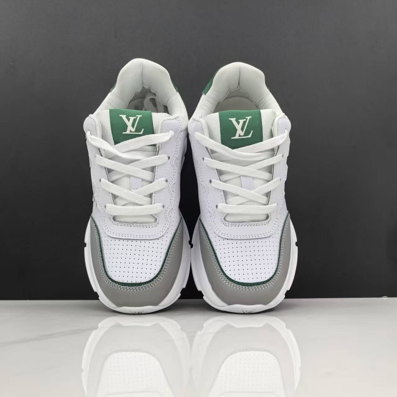 Luxury Lou Paris Classic Trainers Green White Shoes Sneakers