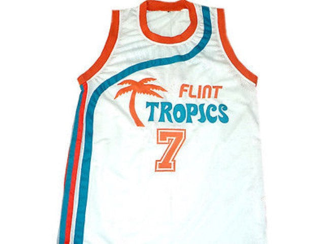 Funkystuff Jersey #7 Flint Tropics Semi Pro Basketball White
