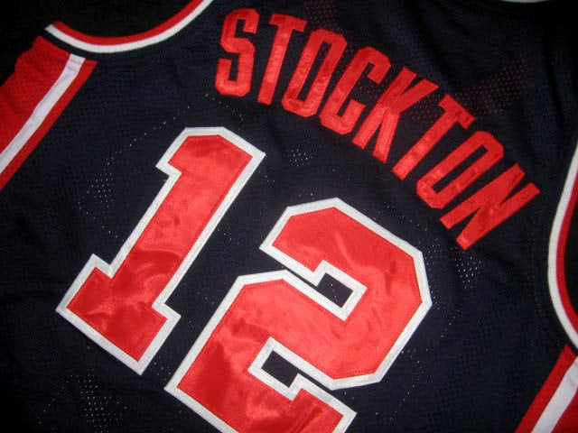 John Stockton Jersey #12 Team USA Basketball Navy Blue