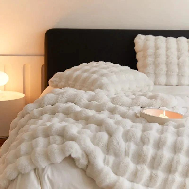 Rabbit Faux-Fur Blanket Throw