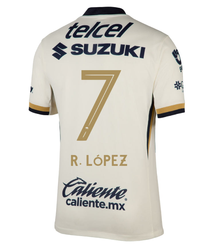 Pumas UNAM 2025-26 R. LÓPEZ 7 Home Jersey – Blanco